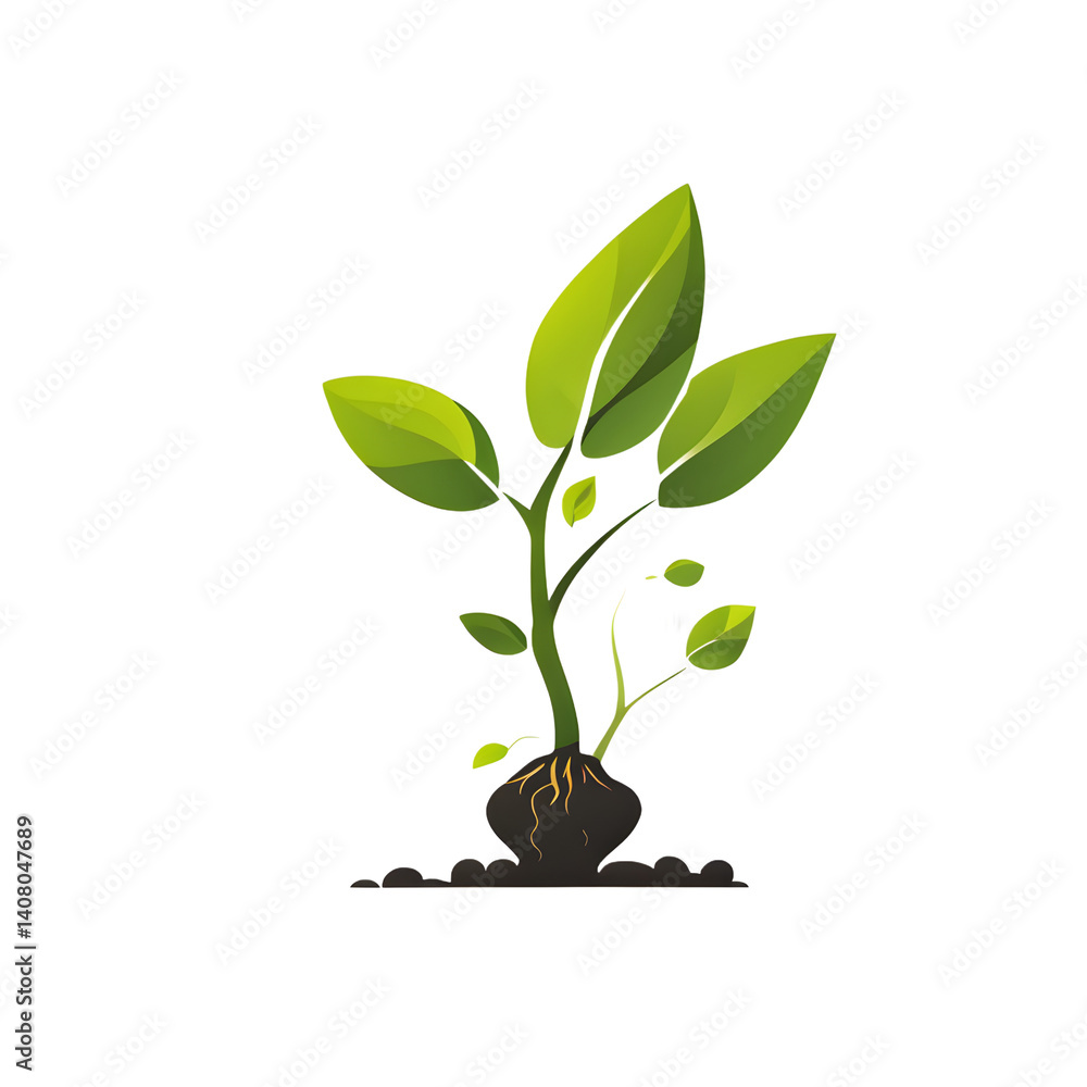 Poster modern design icon of a plant sprouting symbolizing environmentalism isolated on a empty plain backg