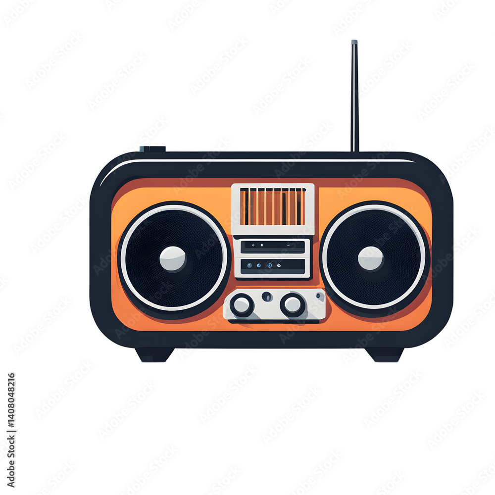 Poster Modern design icon of a radio symbolising broadcasting, isolated on a empty plain background