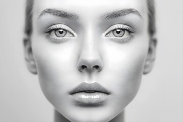Neutral Symmetry: An Expressionless Face with Balanced Features Representing Beauty Balance and Harmony Conceptually