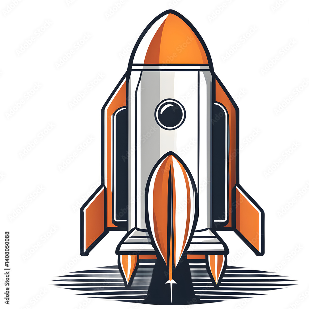 Aufkleber Modern design icon of a rocket symbolising innovation, isolated on a empty plain background