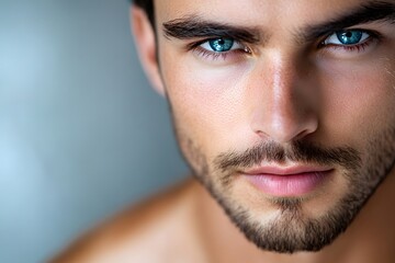 Obraz premium Close-up of Man's Face with Blue Eyes