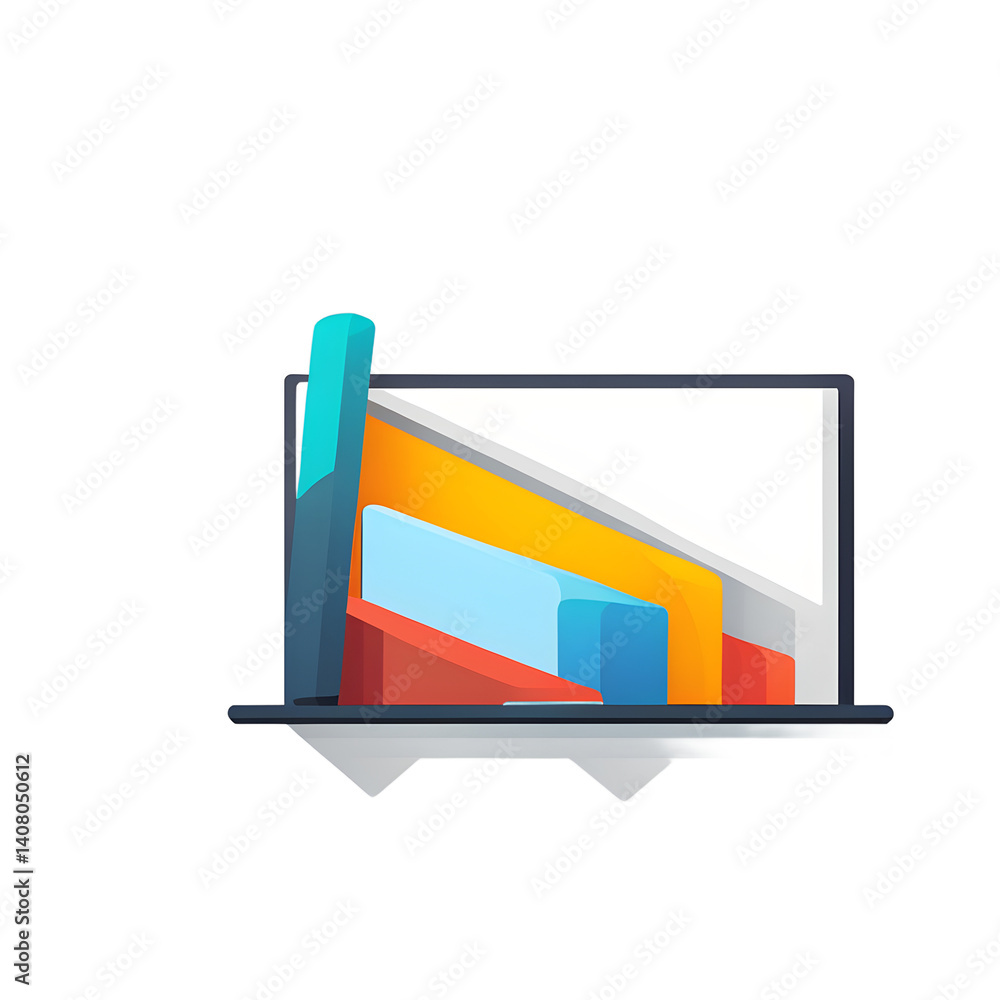 Poster Modern design icon of a computer diagram workflow, isolated on a empty plain background