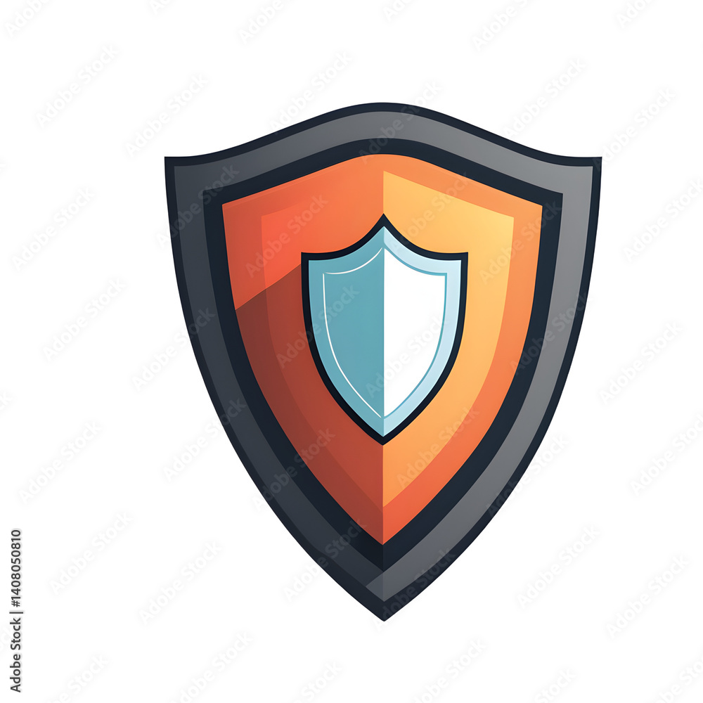 Poster modern design icon of a shield symbolising protection, isolated on a empty plain background