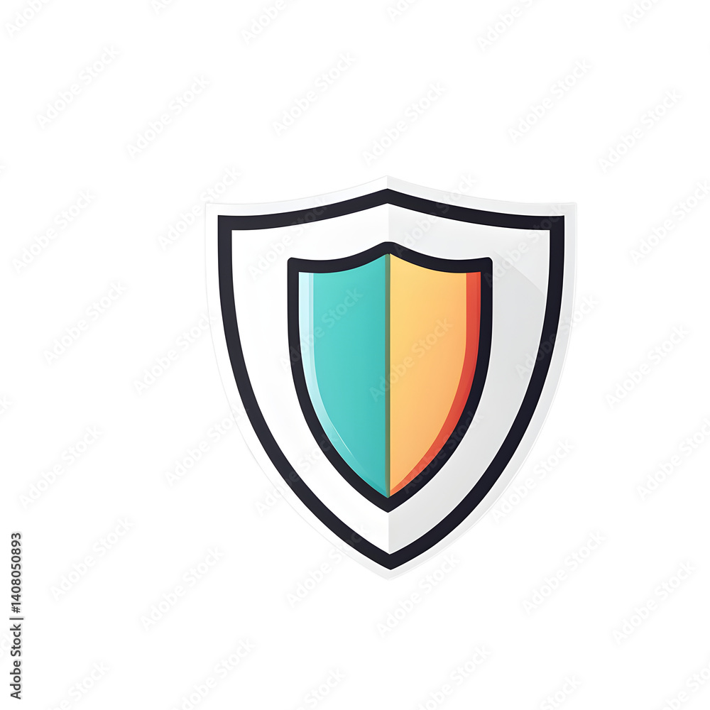 Poster modern design icon of a shield symbolising protection, isolated on a empty plain background