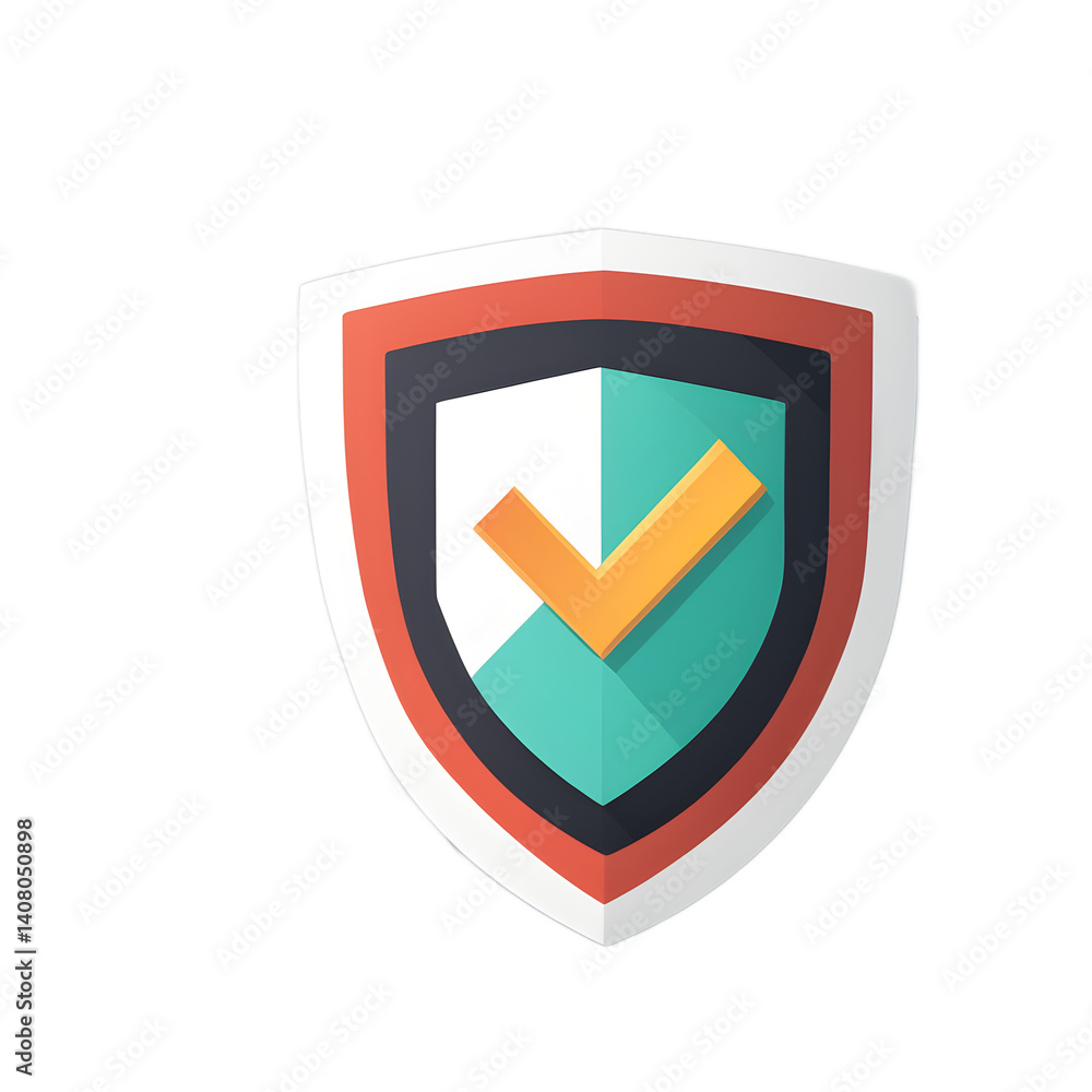 Poster Modern design icon of a shield with checkmark symbolising protection, isolated on a empty plain background