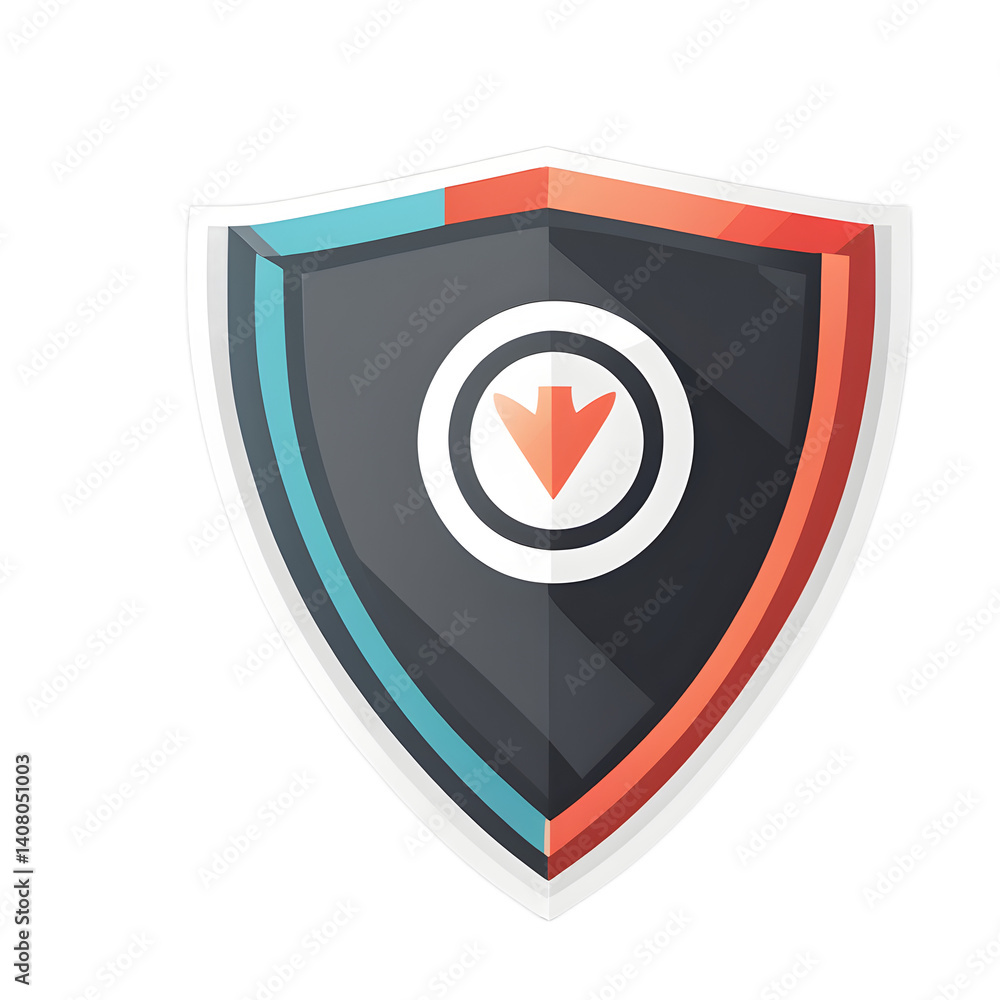 Fototapete modern design icon of a shield symbolising protection, isolated on a empty plain background