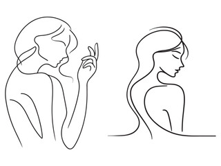 One line art vector illustration of a woman