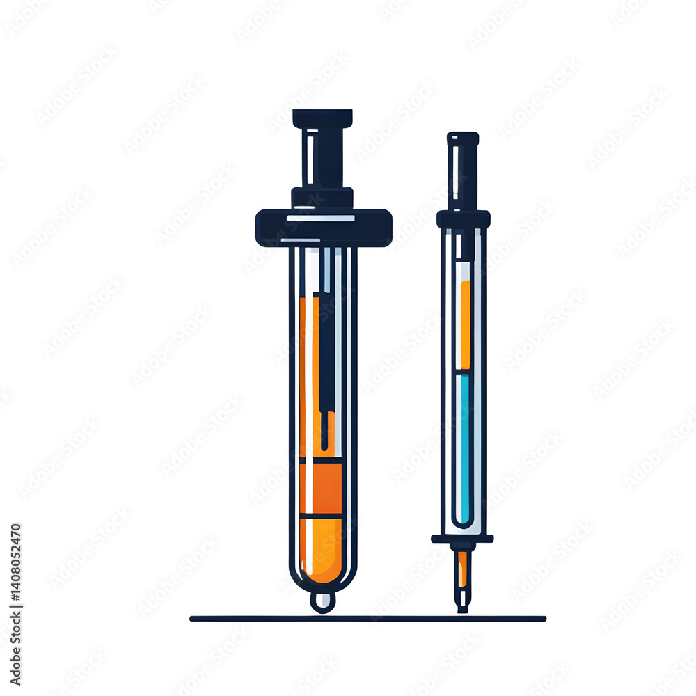 Poster modern design icon of a syringe with shield symbolising medical protection, isolated on a empty plai