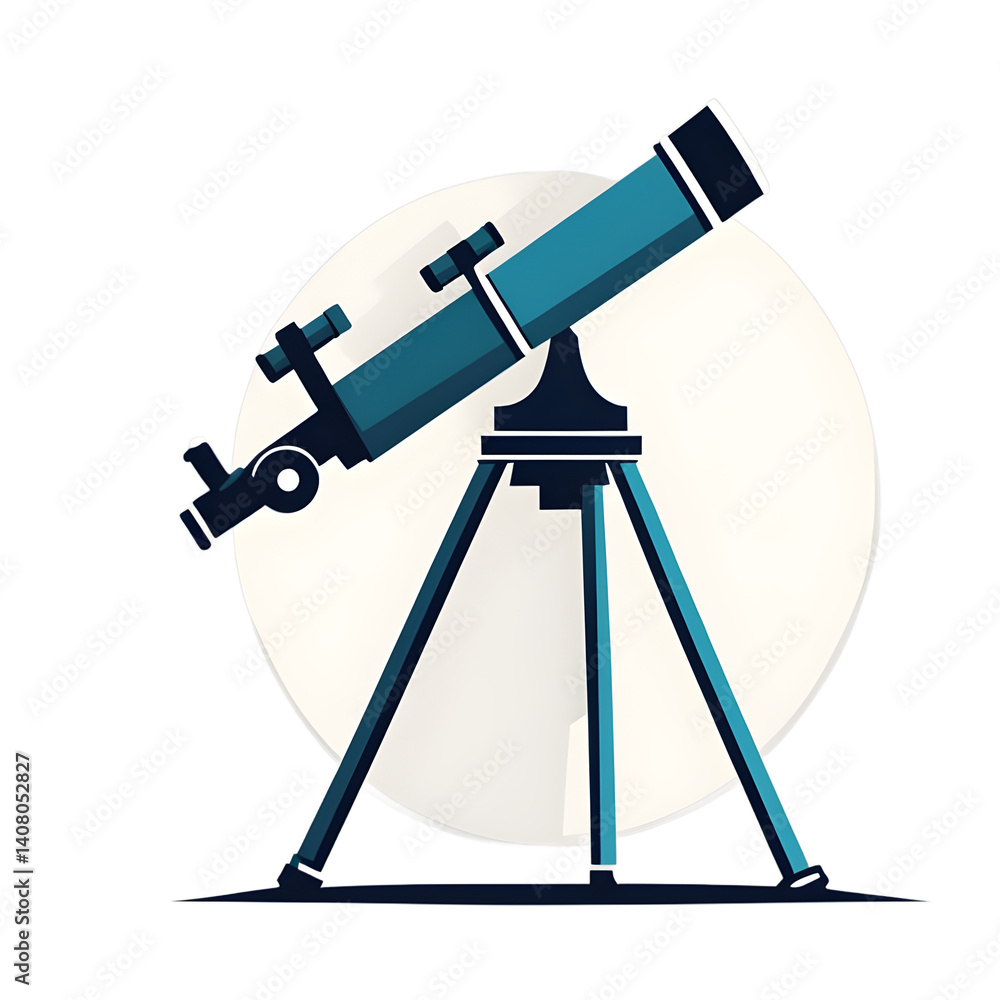 Fototapete modern design icon of a telescope symbolizing space exploration isolated on a empty plain background