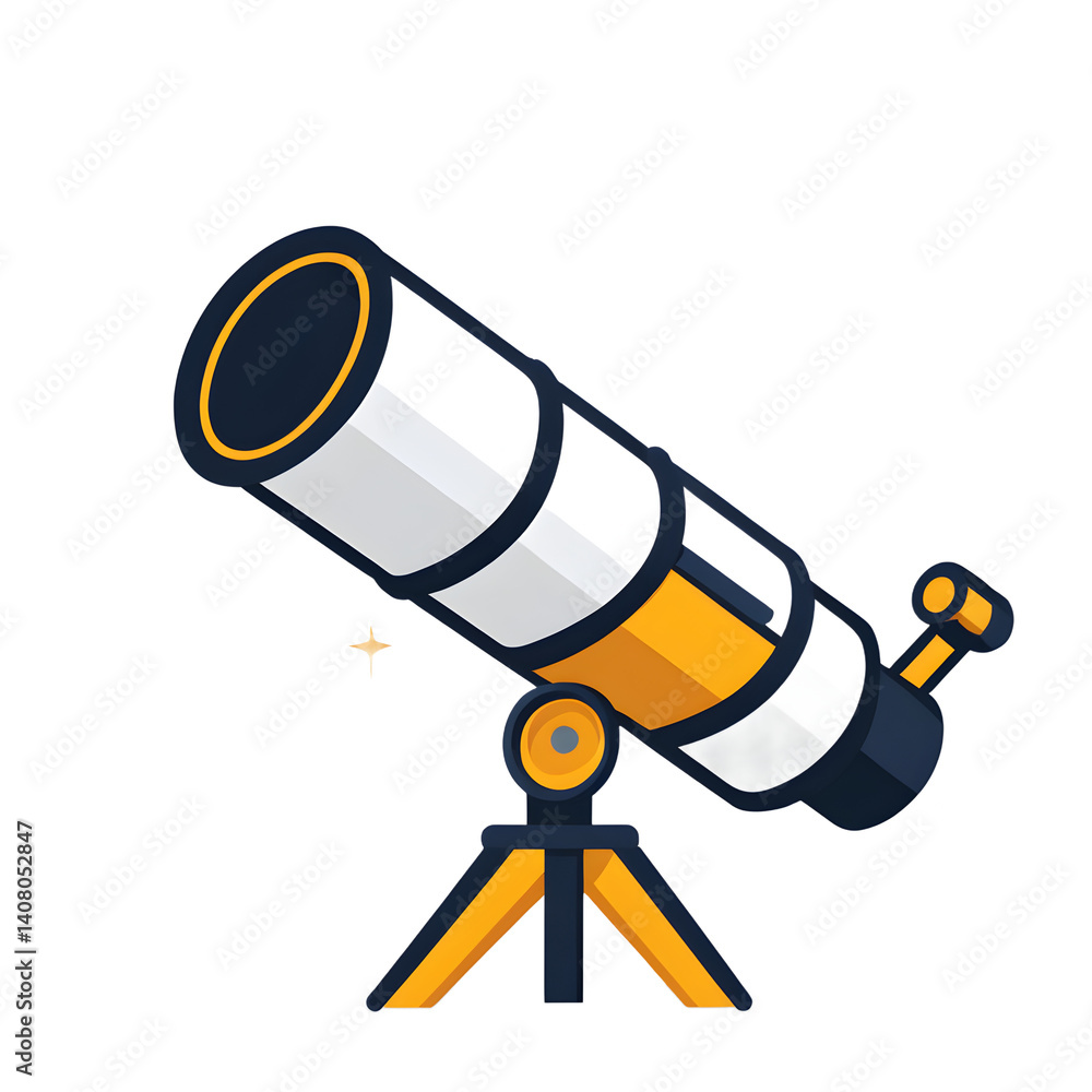 Poster Modern design icon of a telescope symbolizing space exploration isolated on a empty plain background