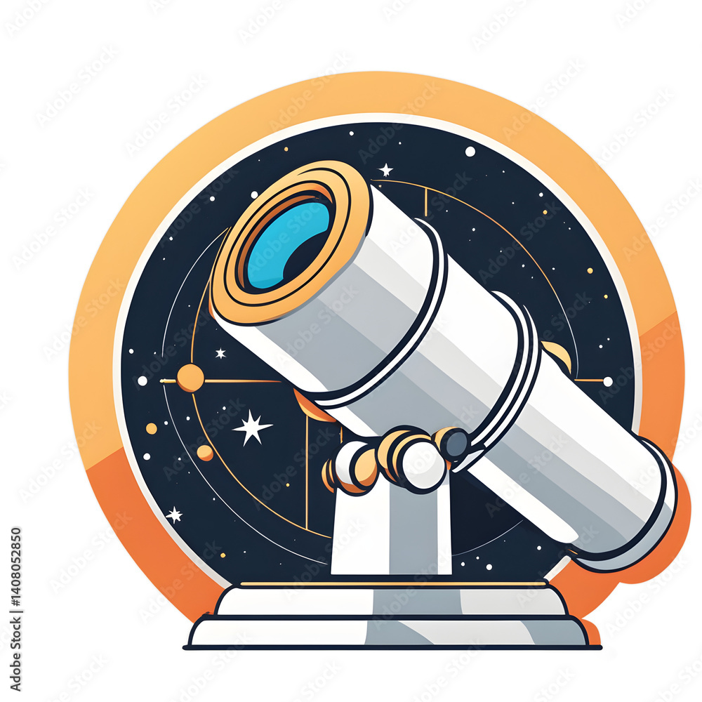 Aufkleber Modern design icon of a telescope symbolizing space exploration isolated on a empty plain background