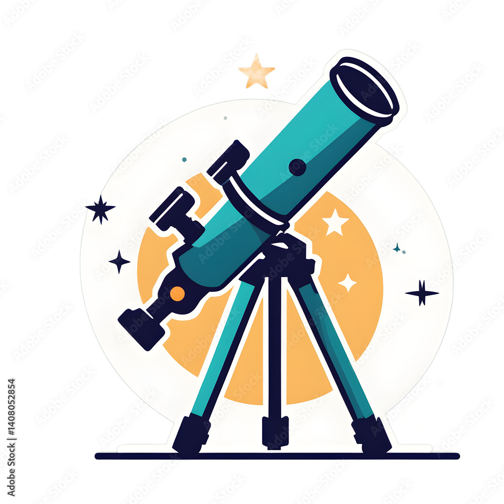 Poster Modern design icon of a telescope symbolizing space exploration isolated on a empty plain background