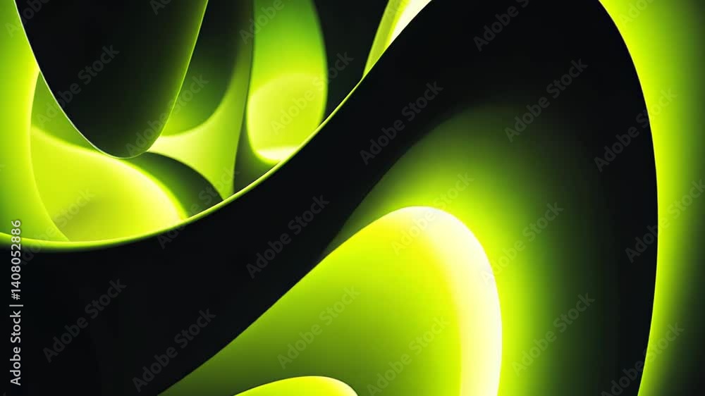 Poster swirling green forms create an enchanting dance of light and shadow in a vibrant indoor space genera