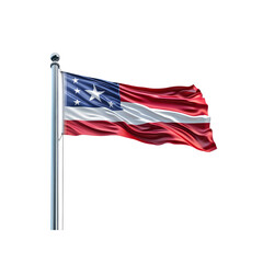 Waving Flag of the Confederate States of America on Flagpole