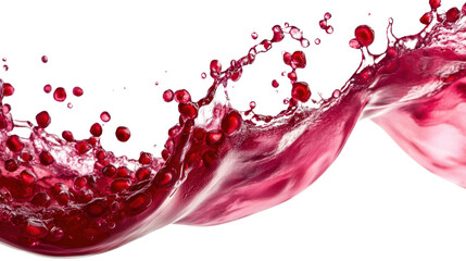 Vibrant Pomegranate Juice Wave with Seeds in Fluid on white background