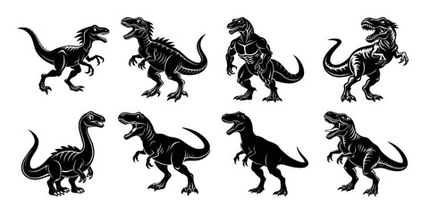 Dinosaur Silhouette Vector Bundle – T-Rex, Triceratops, Stegosaurus Clipart Set for Kids, Prehistoric, and Craft Design Projects