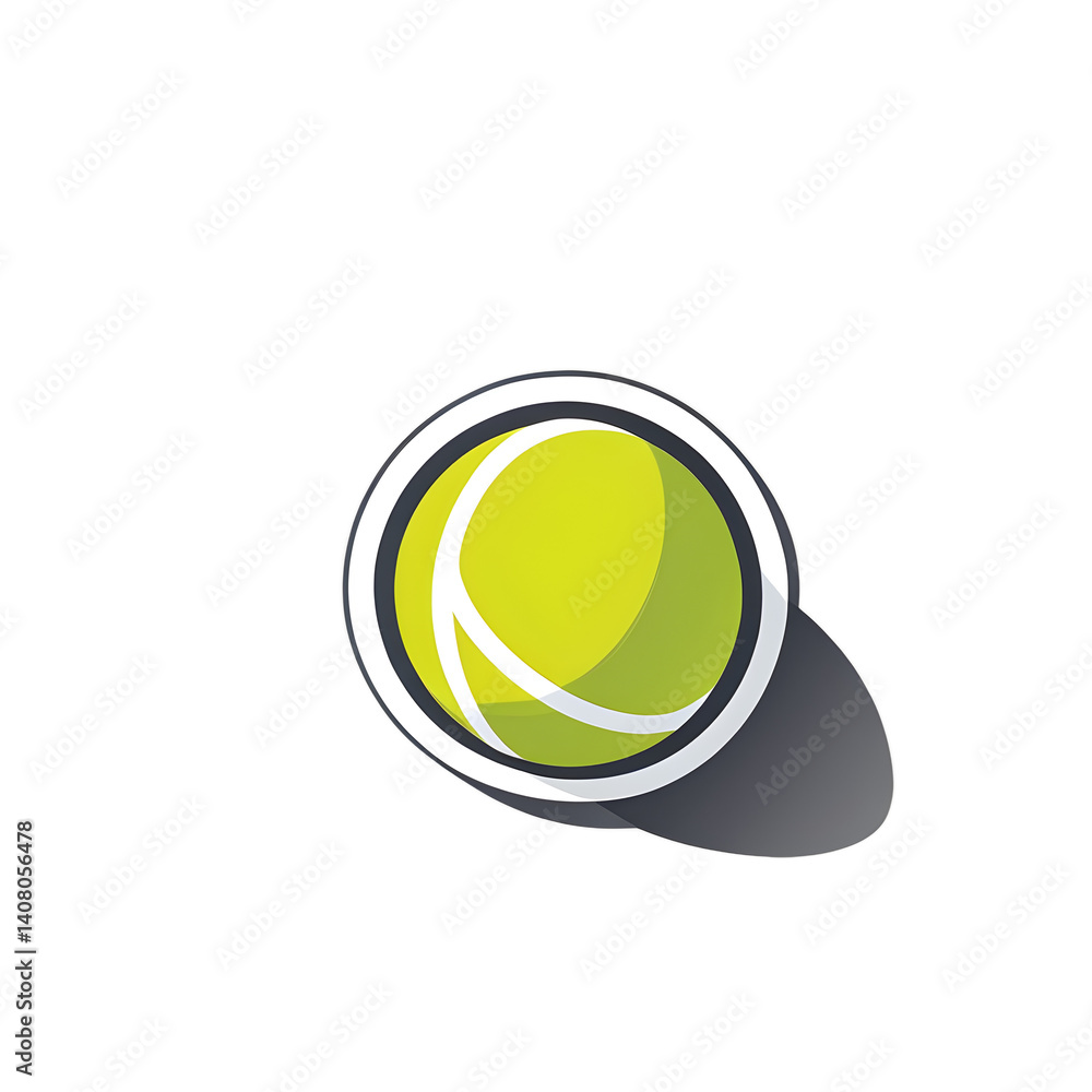 Poster modern design icon of a tennis ball symbolizing sports isolated on a empty plain background