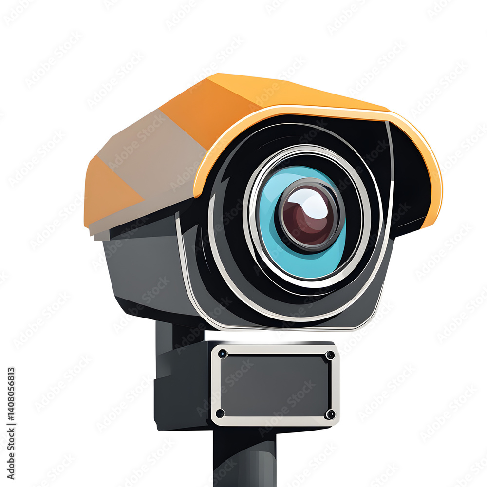 Poster Modern design icon of a traffic camera symbolising monitoring systems isolated on a empty plain background