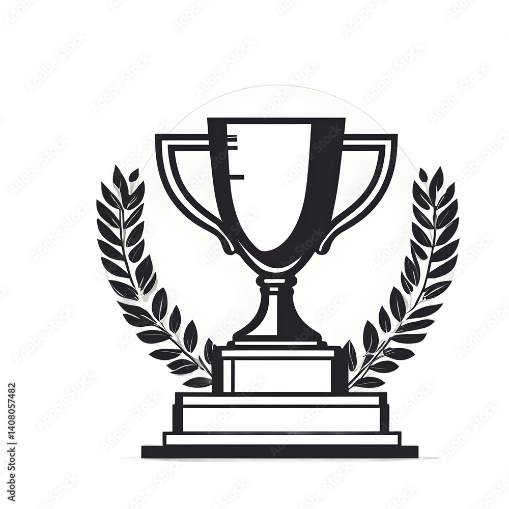 Poster Modern design icon of a trophy with star symbolising excellence, isolated on a empty plain background