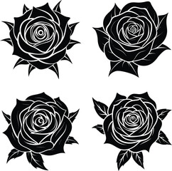 An Artistic Rose Silhouette With Abstract Petal Patterns  