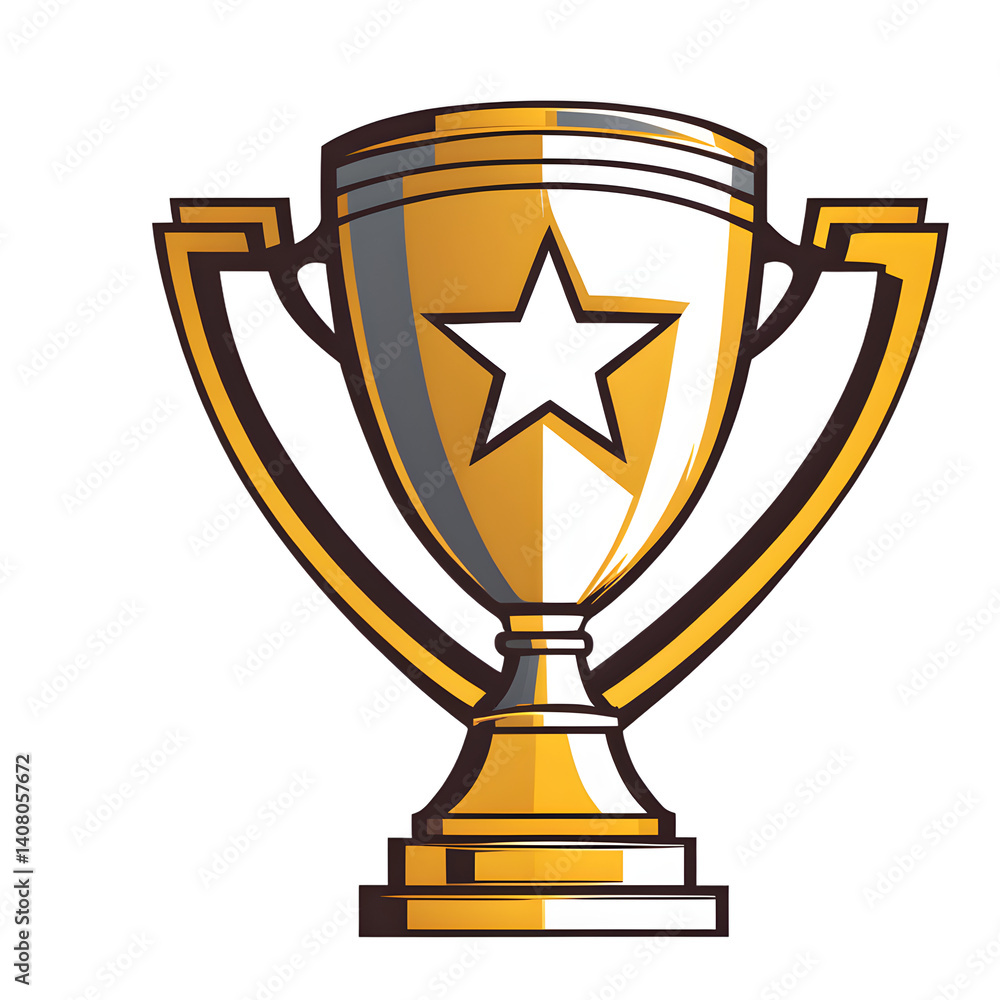 Poster Modern design icon of a trophy with star symbolising excellence, isolated on a empty plain background