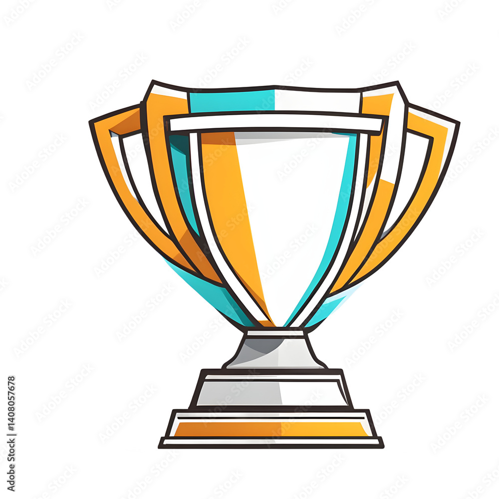 Poster Modern design icon of a trophy with star symbolising excellence, isolated on a empty plain background