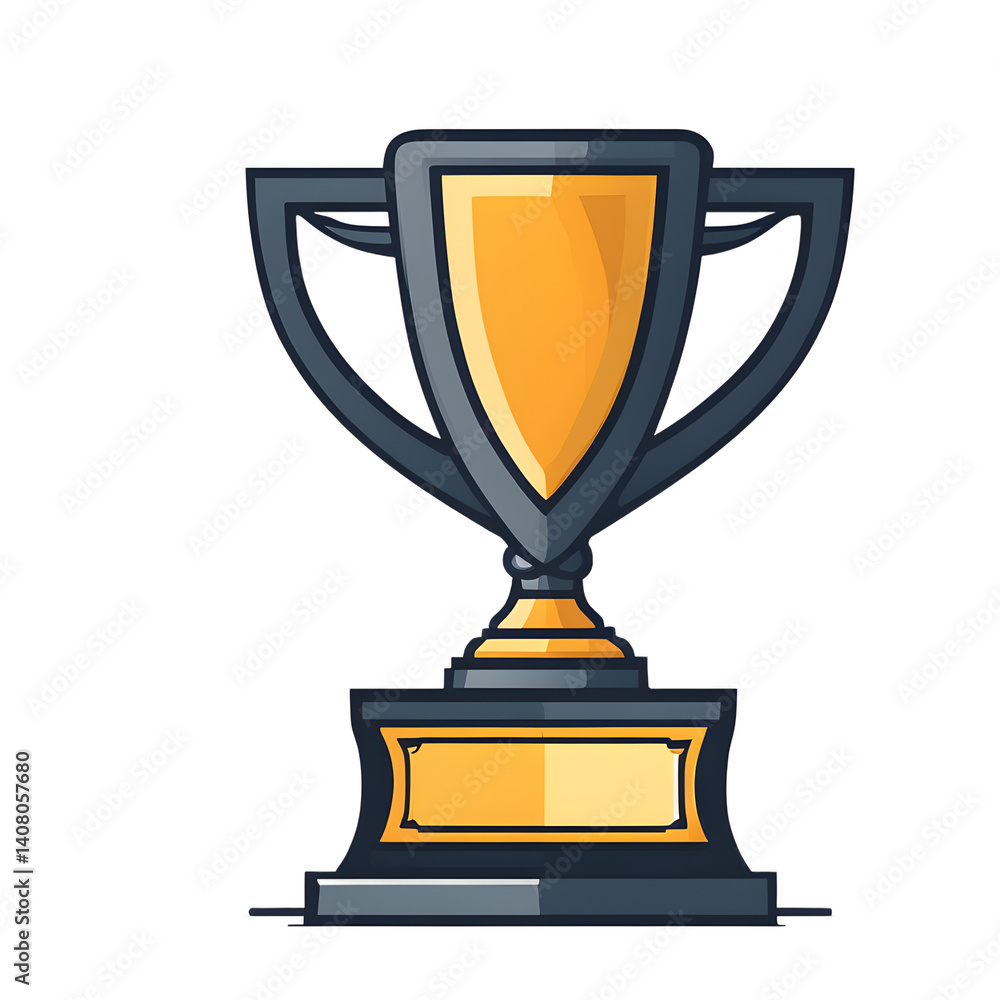 Poster Modern design icon of a trophy with star symbolising excellence, isolated on a empty plain background