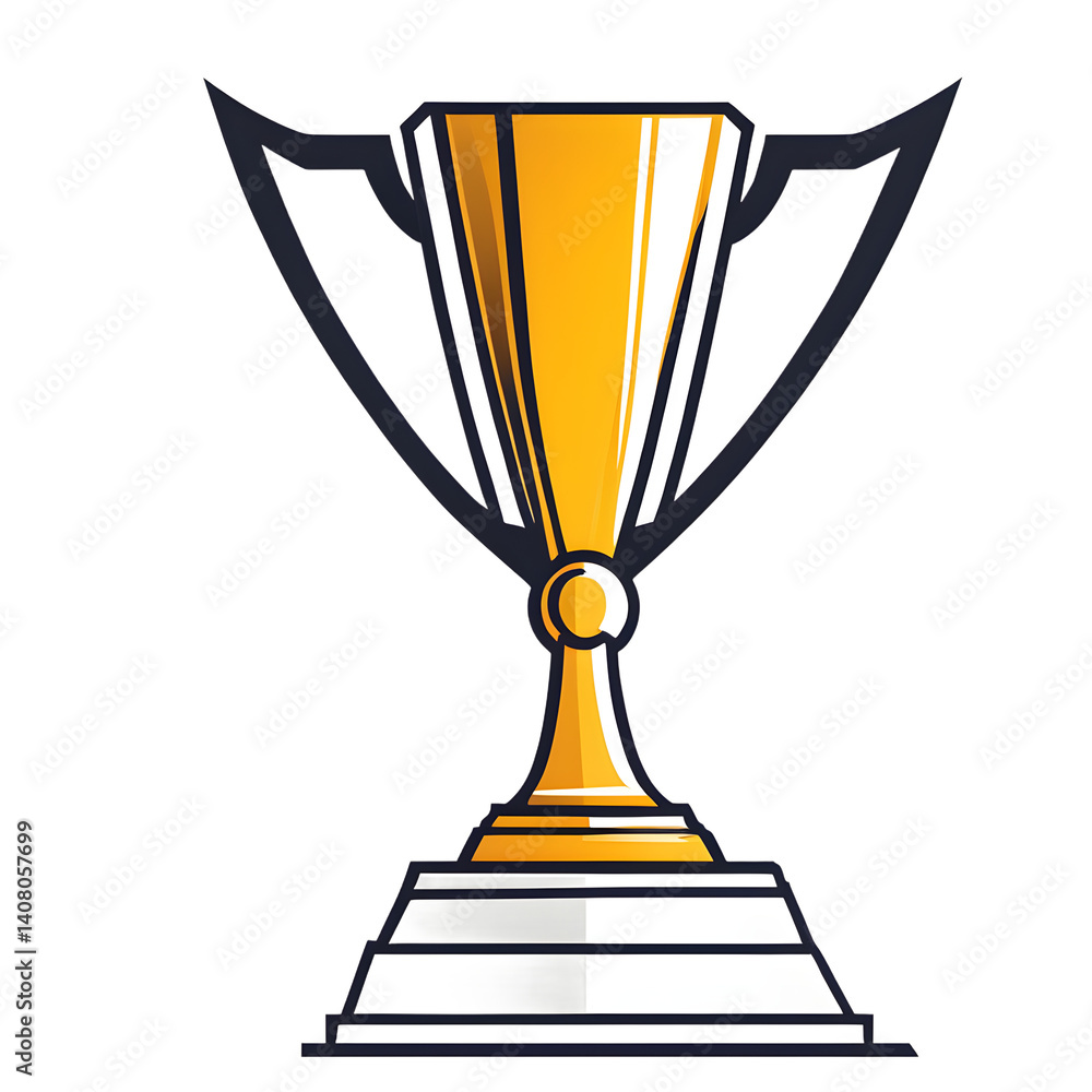 Poster Modern design icon of a trophy with star symbolising excellence, isolated on a empty plain background