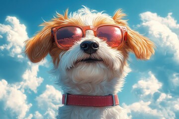 chihuahua dog wearing sunglasses on a beach fun summer vacation