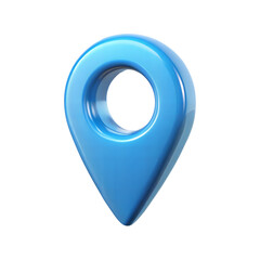 3d blue map pointer icon isolated on transparent background. Blue location pin cut out