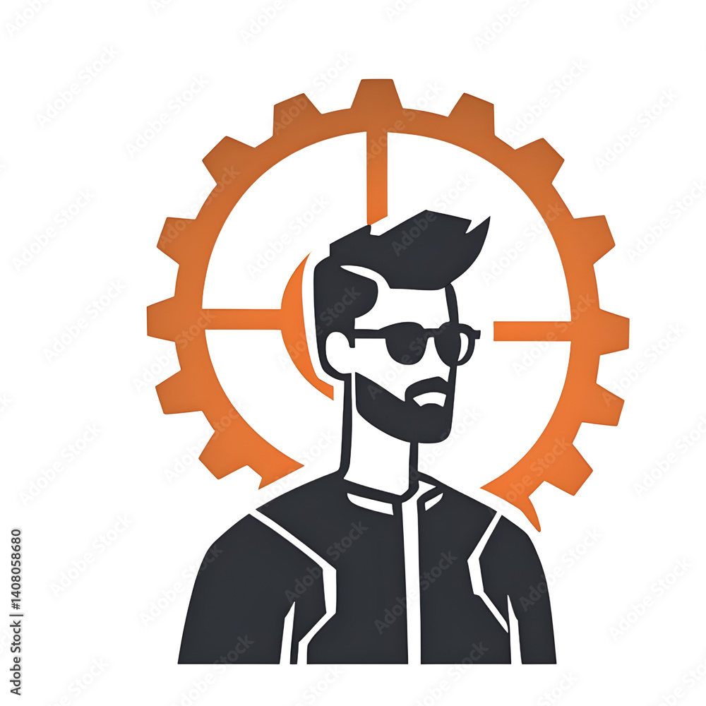 Poster modern design icon of a user with headset symbolising customer support, isolated on a empty plain ba