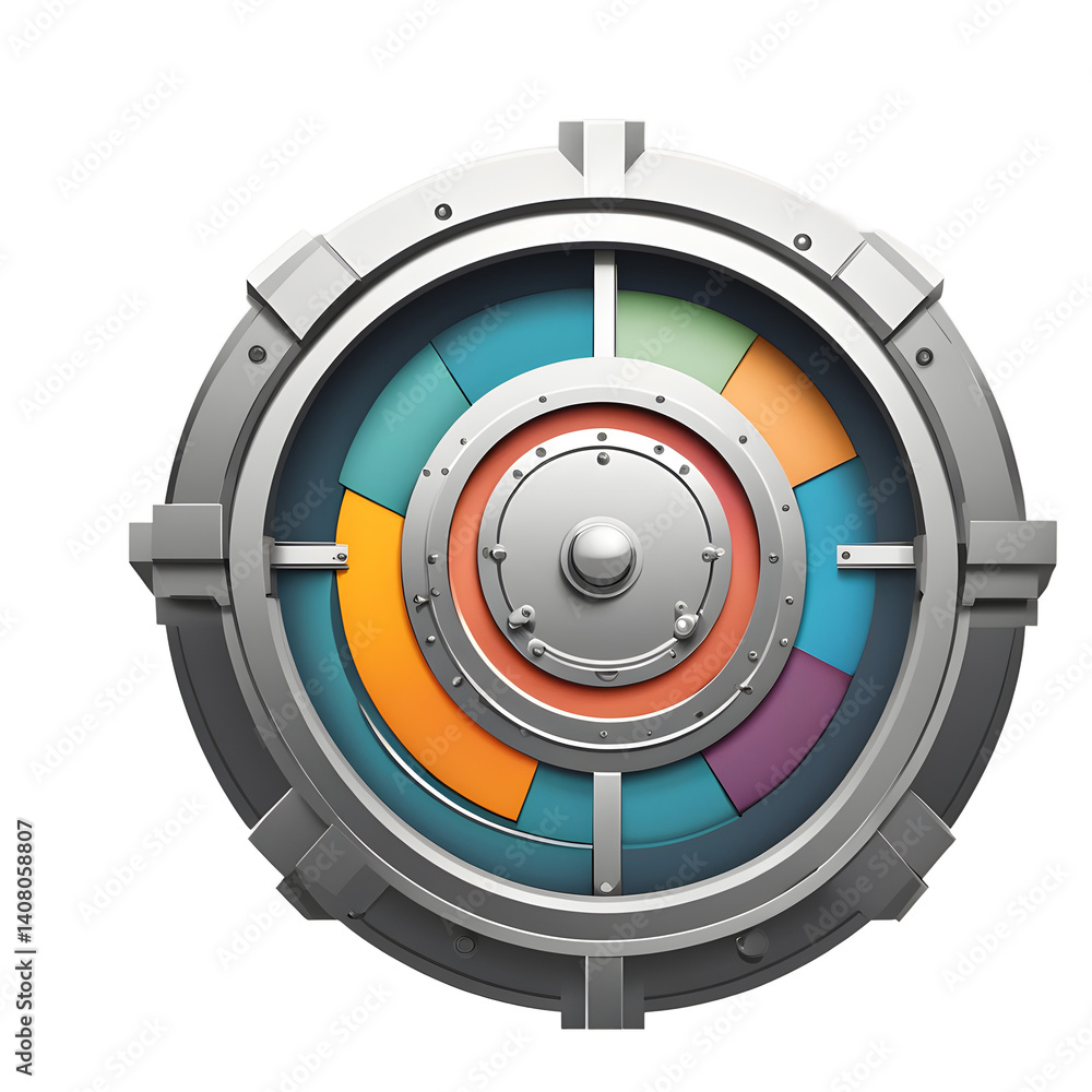 Aufkleber modern design icon of a vault symbolising security, isolated on a empty plain background