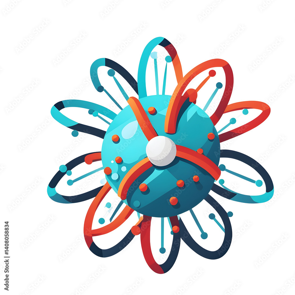 Poster modern design icon of a virus symbolising microbiology, isolated on a empty plain background