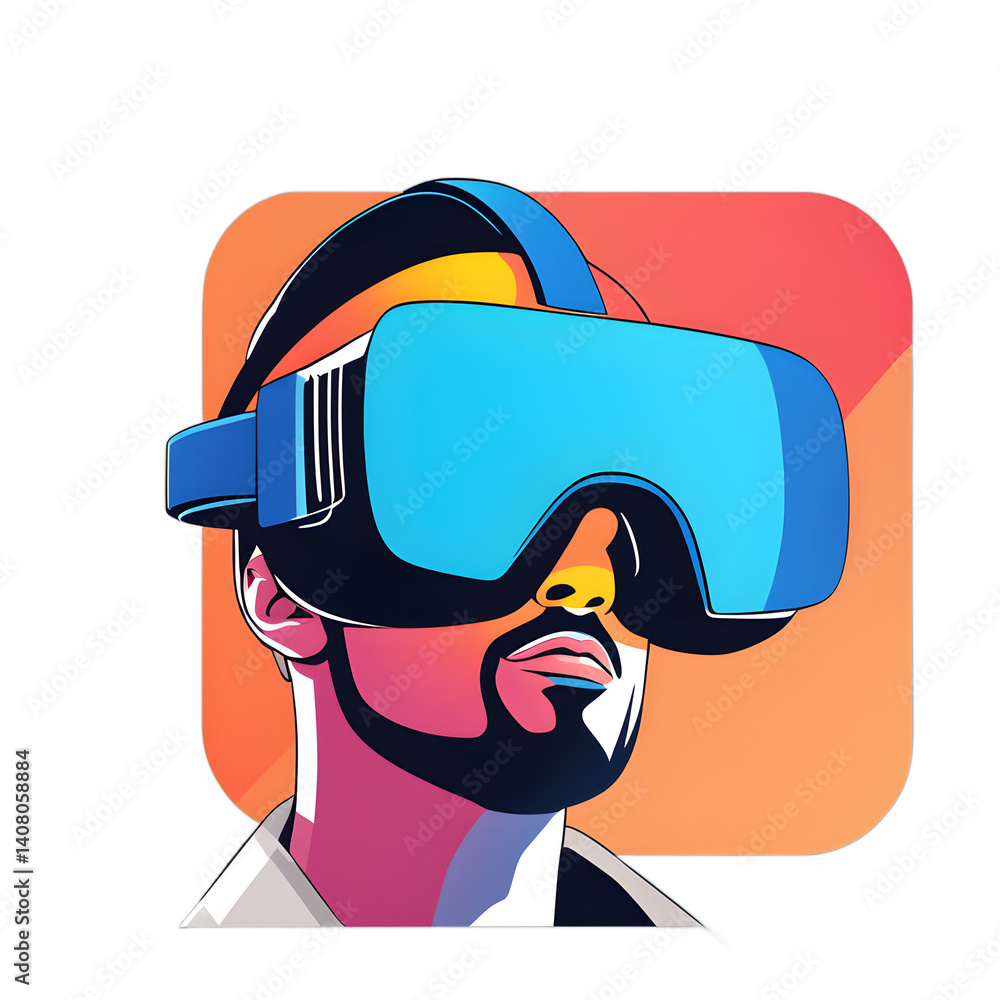 Poster modern design icon of a vr headset symbolising virtual reality, isolated on a empty plain background