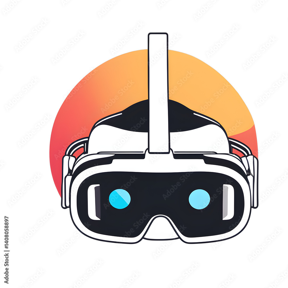 Poster modern design icon of a vr headset symbolising virtual reality, isolated on a empty plain background