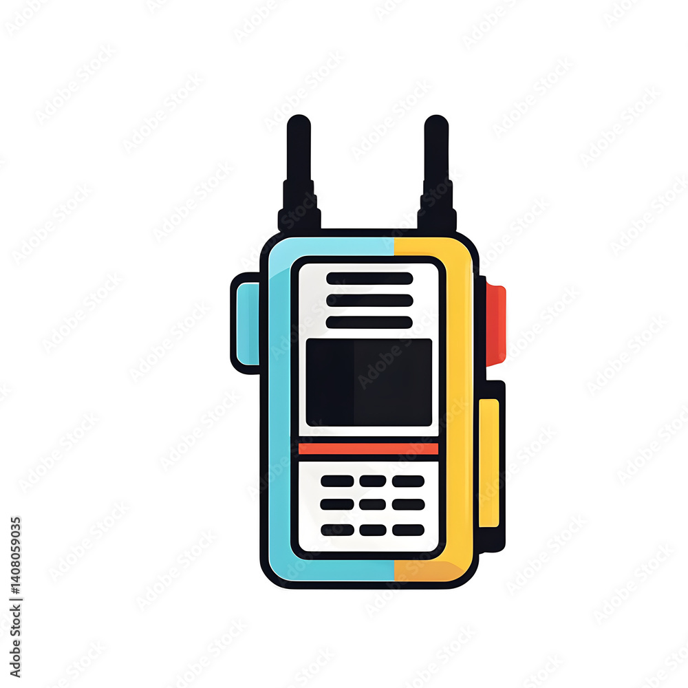 Poster modern design icon of a walkie-talkie symbolizing communication isolated on a empty plain background