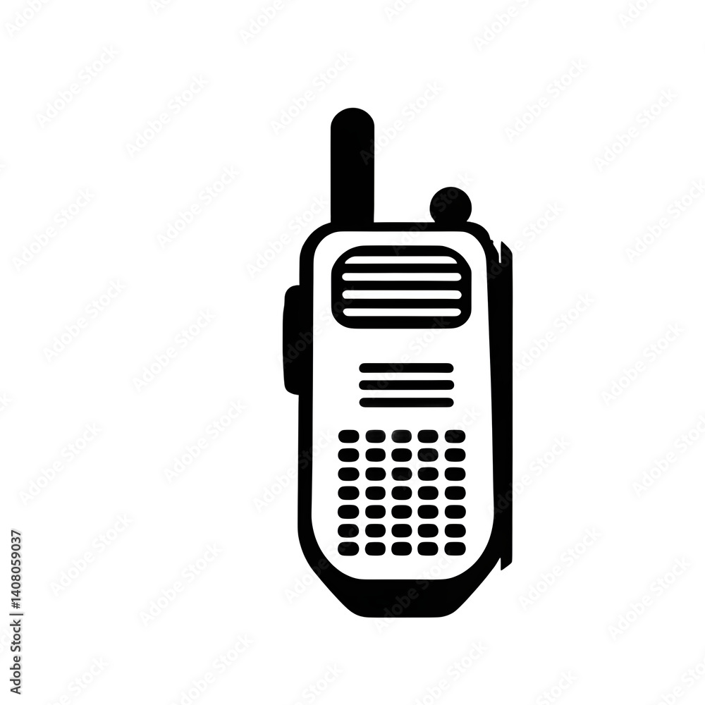 Poster modern design icon of a walkie-talkie symbolizing communication isolated on a empty plain background