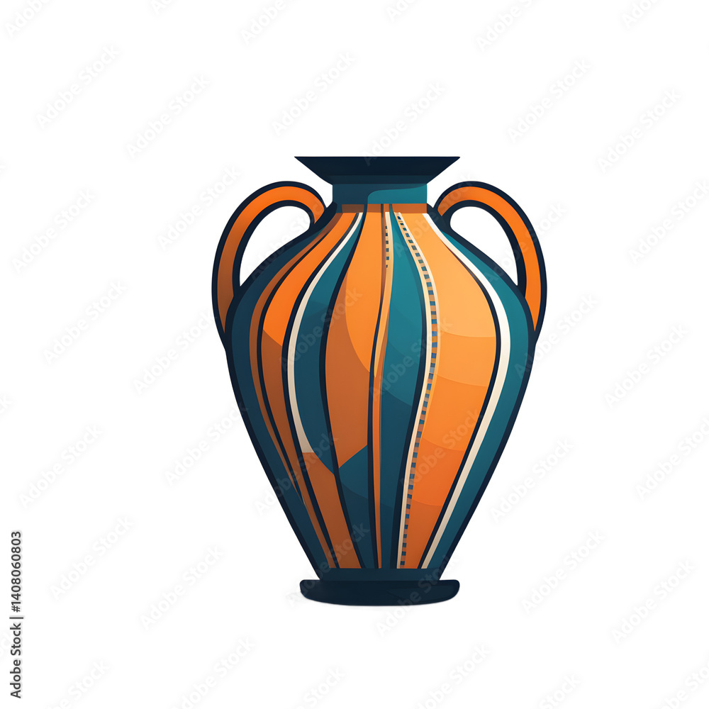 Poster modern design icon of an ancient amphora symbolising ancient trade isolated on a empty plain backgro