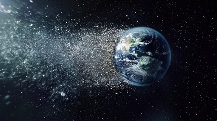 Fototapeta premium Earth's Disintegration, A Cosmic Spectacle of Planetary Decay