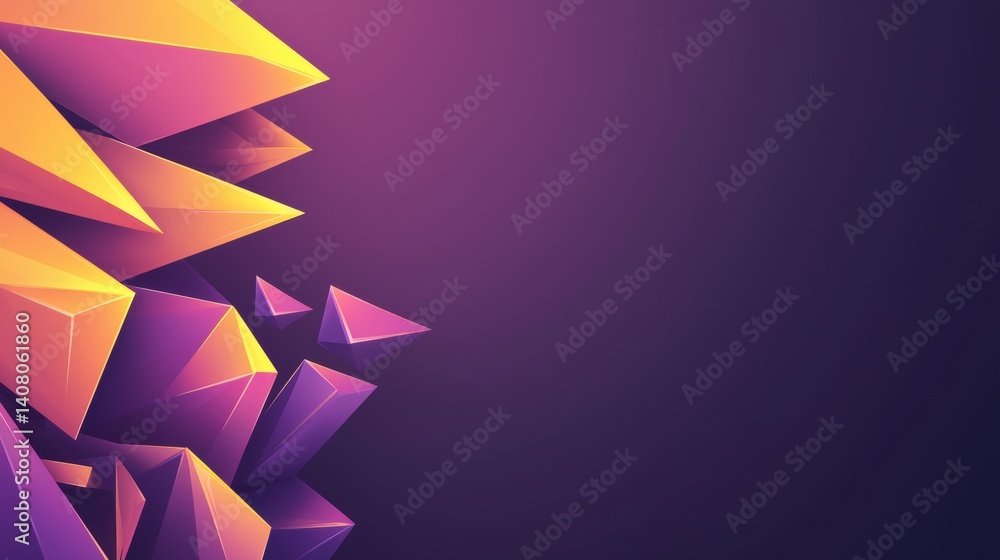 Poster graphic sharp angular shapes in dynamic colors, forming an energetic visual.