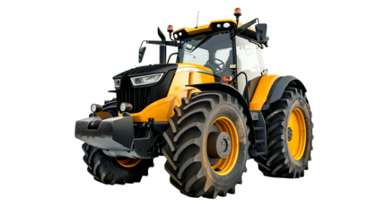 Agricultural tractor isolated on transparent background.