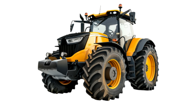 Agricultural tractor isolated on transparent background.