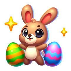 Bunny Holding Glowing Eggs In A Dreamy Scene Of Pastel Lights And Peace This Easter Sunday