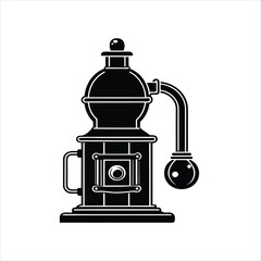Old-Fashioned Brewing Machine Silhouette Timeless Vector Illustration
