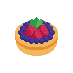 Fresh Berry Tart on Transparent Background  