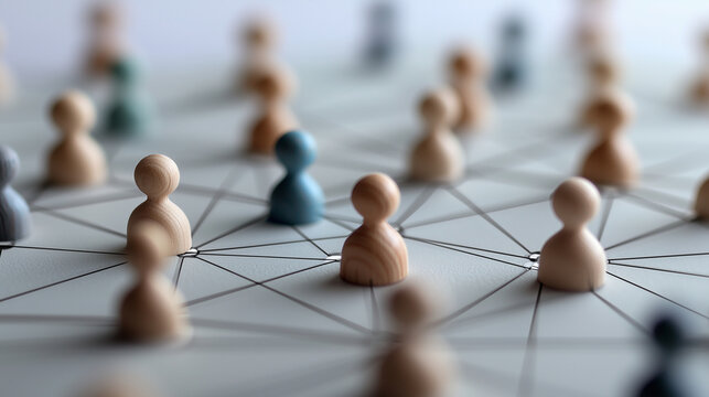 Interconnected puzzle pieces form a team of professionals, symbolizing company structure and new employee integration