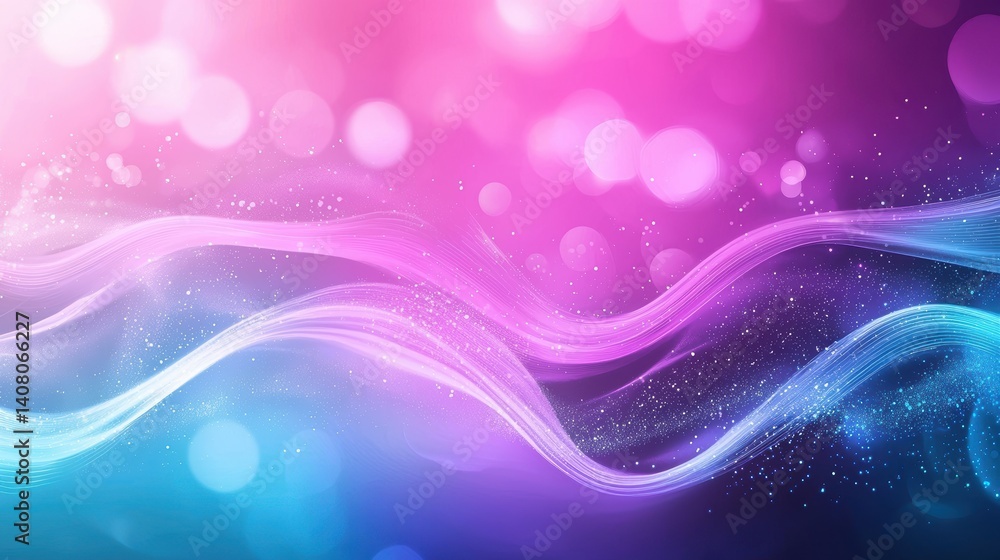 Poster smooth gentle waves of color transitioning smoothly in a digital background.