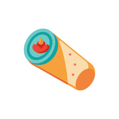 Rolled Ice Cream with Toppings on Transparent Background  