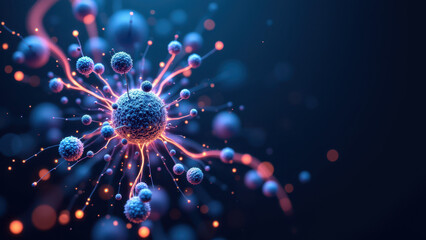 Stylized medical illustration featuring GLP1 molecule with atoms labeled to represent a scientific or educational context.