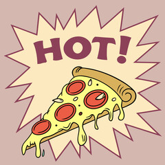 Pizza Slice with Gooey Cheese Pull